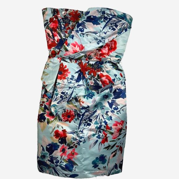 Parker Josephine Strapless Floral Embellished Sheath Mini Dress S - Picture 2 of 7